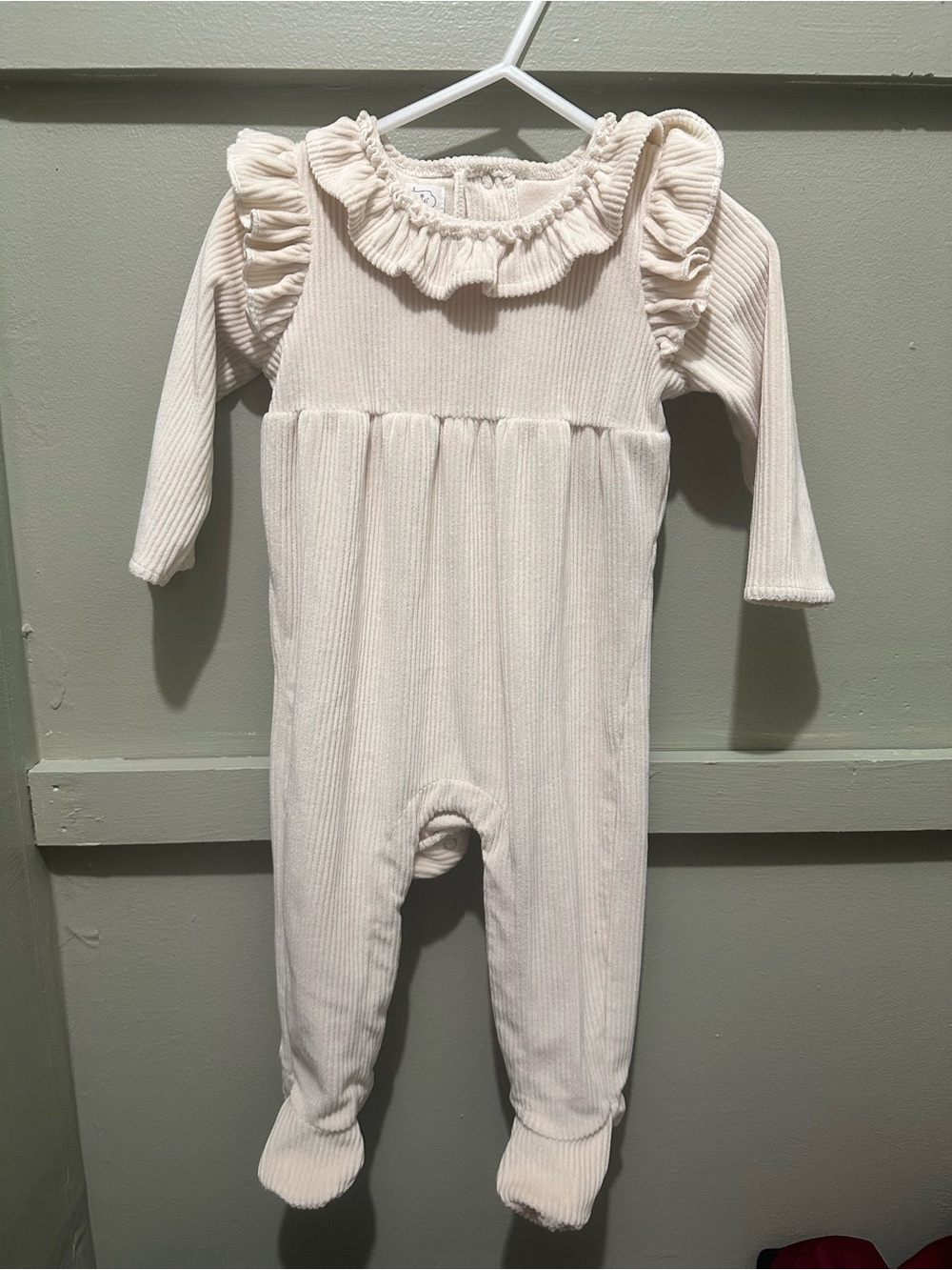 Mud Pie Cream Ruffle Footed One-Piece